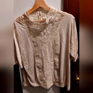 Anthropologie | TINY Brand | Size XL | Lace collar and lace front blouse